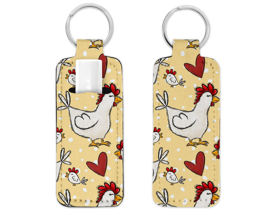 Chapstick/Lipstick Keychain Holder - Chickens